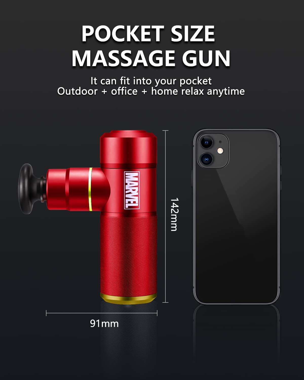 Marvel Mini Massage Gun Deep Tissue Massage Gun Portable Percussion Muscle Massager Quiet Pocket-Sized Muscle Massage Gun