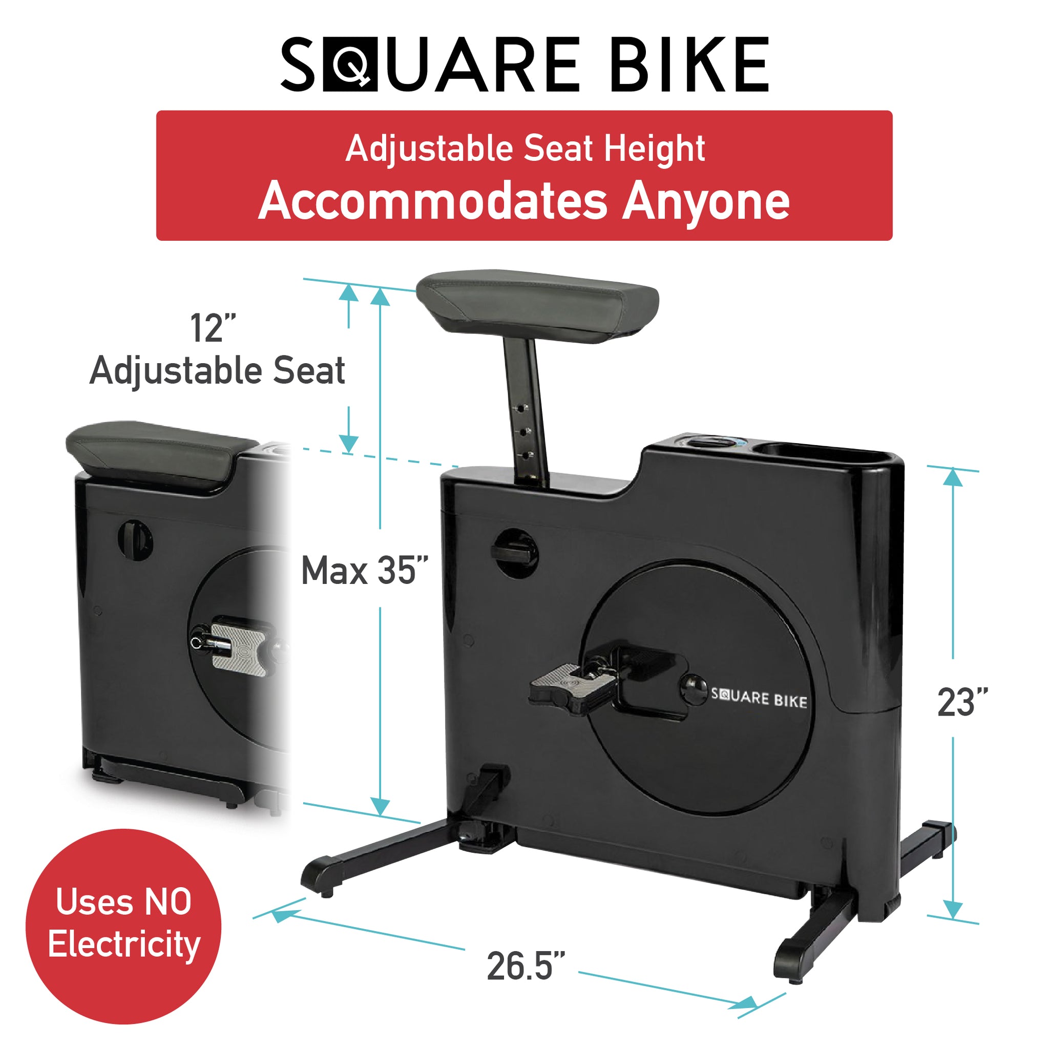 Square Bike Compact Exercise Bike with 8 Levels of Magnetic Resistance