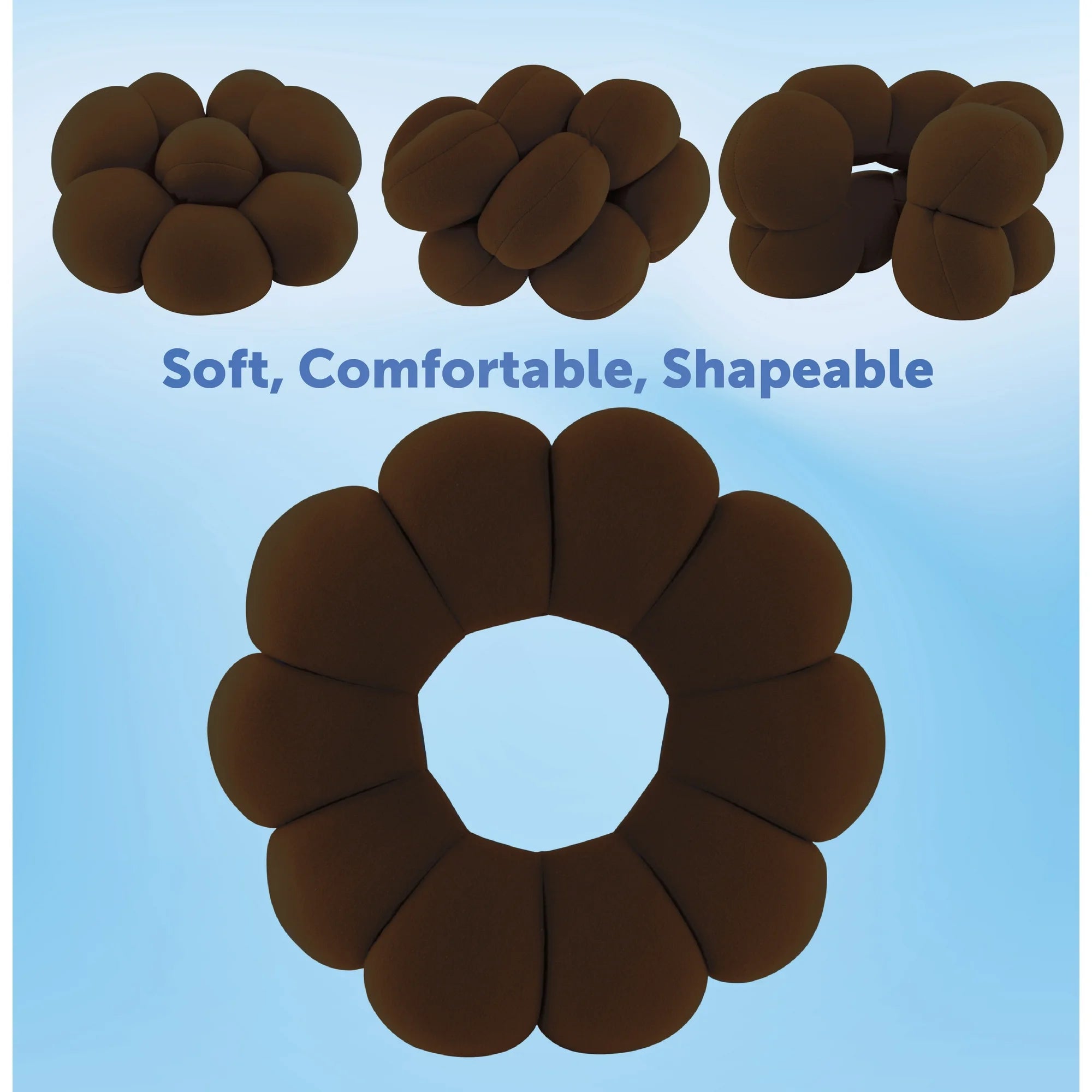 Daiwa Felicity Cloud Pillow - Multi-Position Neck, Back, and Lumbar Support Travel Pillow with Microbeads - Adjustable Donut Pillow for Airplane, Car, Office, and Home Comfort