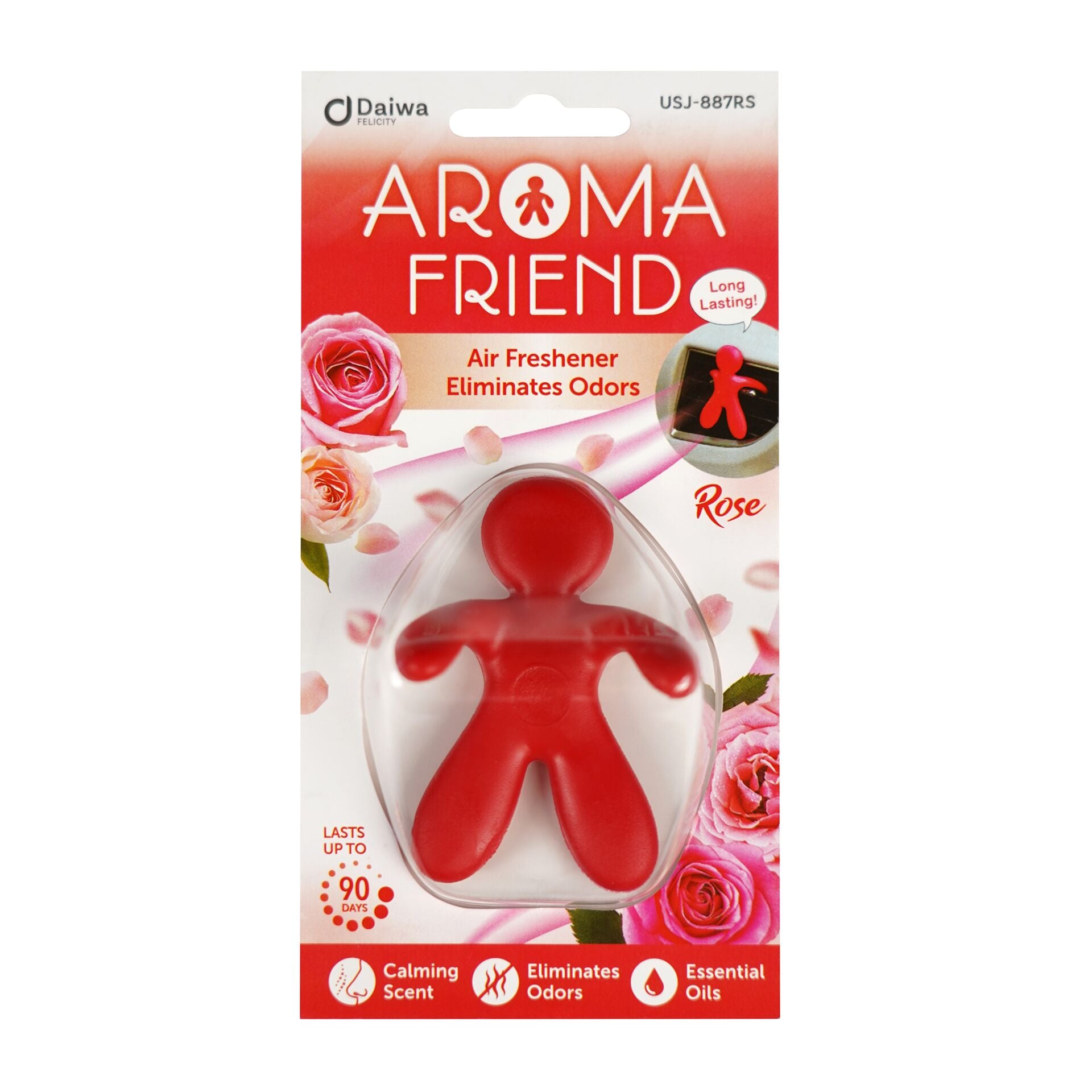 Daiwa Felicity Aroma Friend Air Freshener All-Natural Essential Oil for Car, Office & Home - Rose, Citrus, Lavender