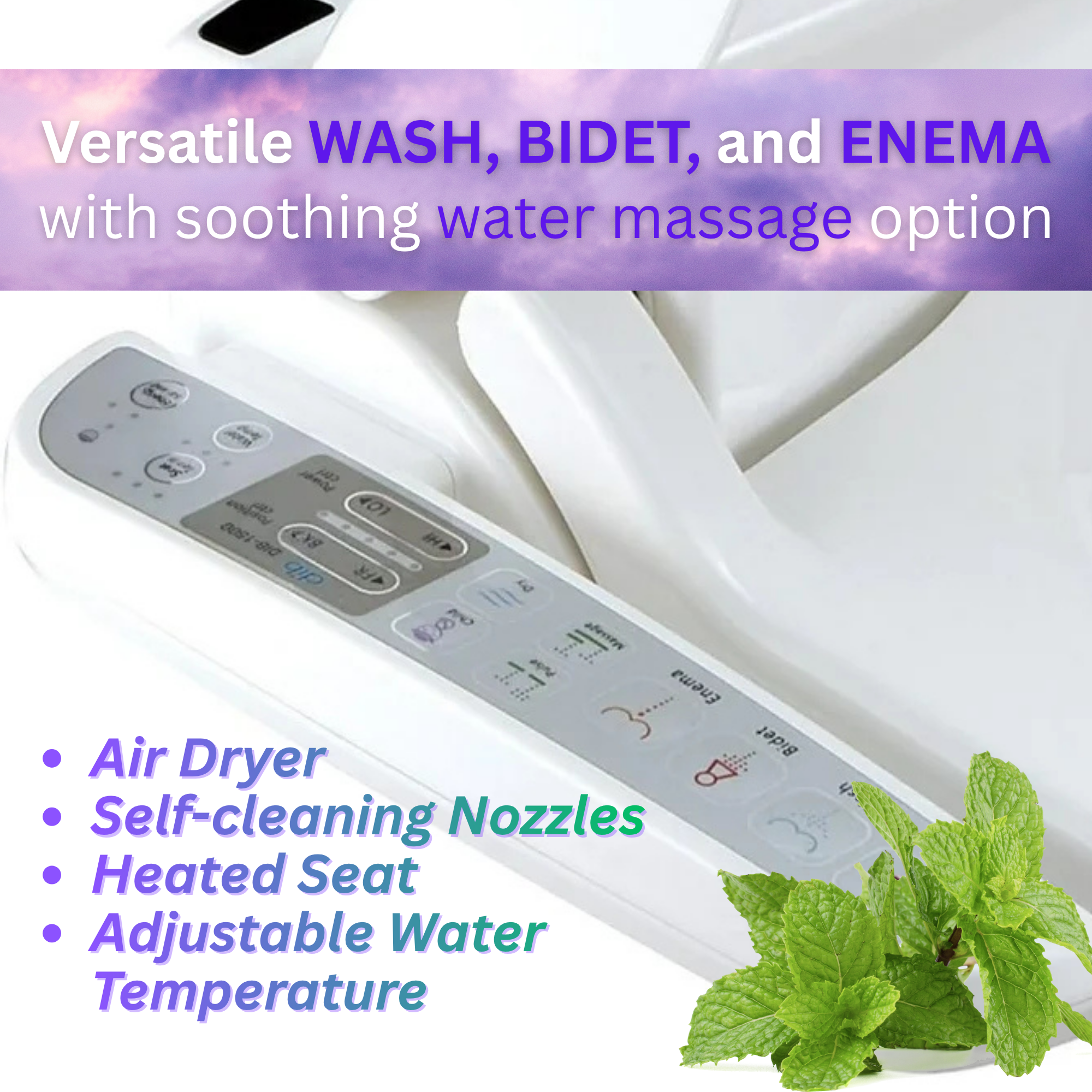 Daiwa Felicity Bidet Toilet Seat Attachment W/ Heated Seat and Hygienic Nozzles Daiwa Felicity Washmate Deluxe (Elongated)