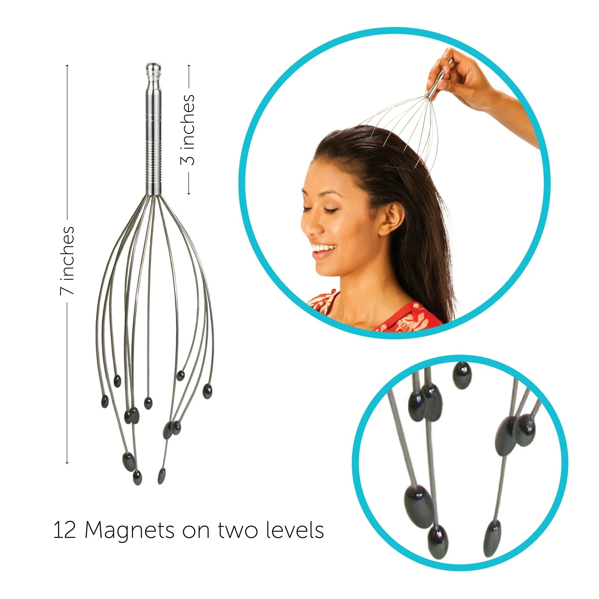 Daiwa Felicity Copper Acupressure Head Massager with Magnetic Therapy – Relieves Tension & Stimulates Acupressure Points - Gold & Silver