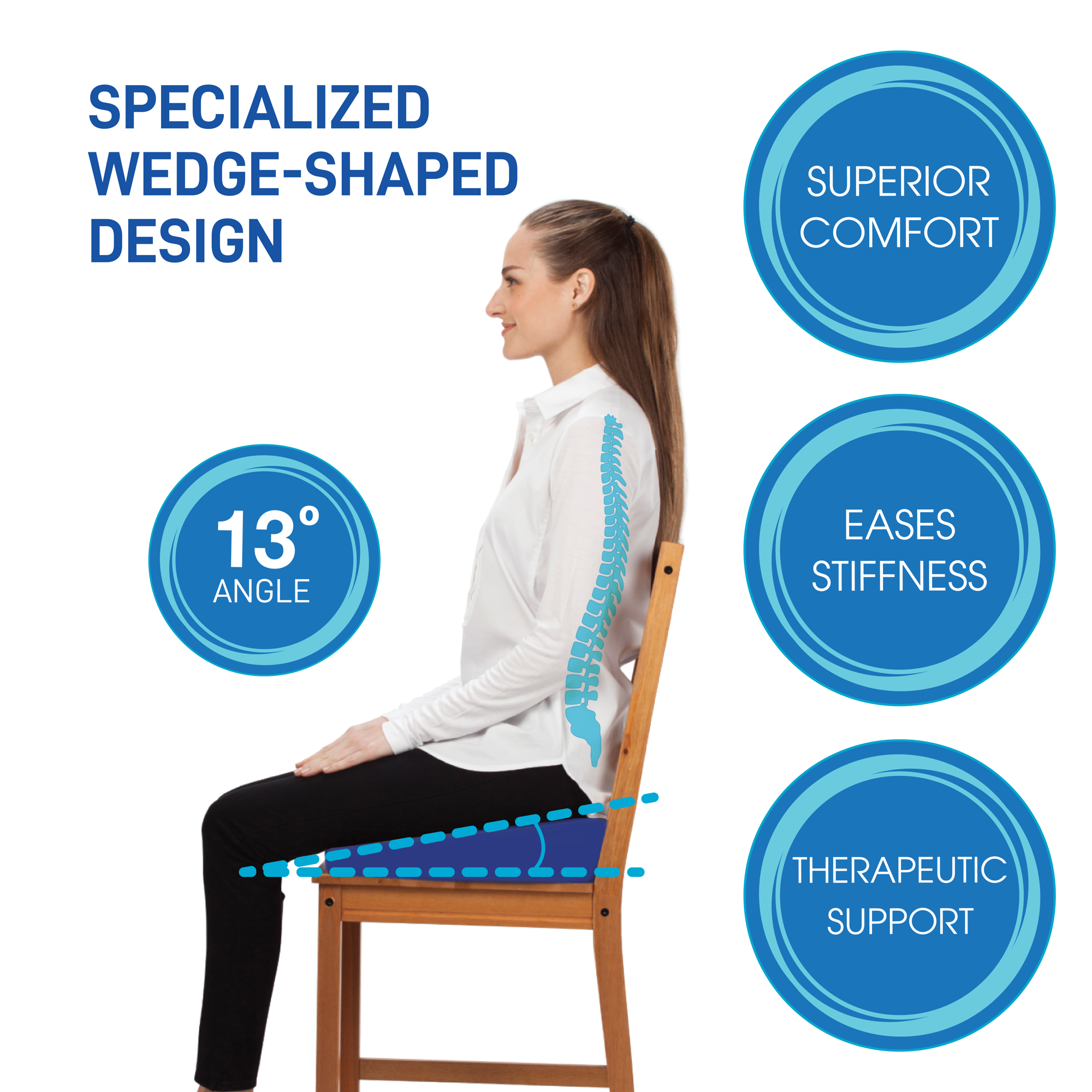 Daiwa Felicity Eze Back Memory Foam Lumbar Support Seat Cushion - Home, Office & Car