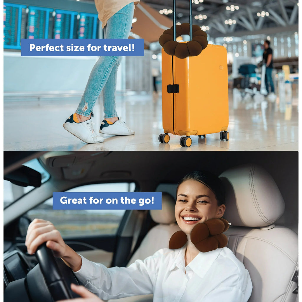 Daiwa Felicity Cloud Pillow - Multi-Position Neck, Back, and Lumbar Support Travel Pillow with Microbeads - Adjustable Donut Pillow for Airplane, Car, Office, and Home Comfort