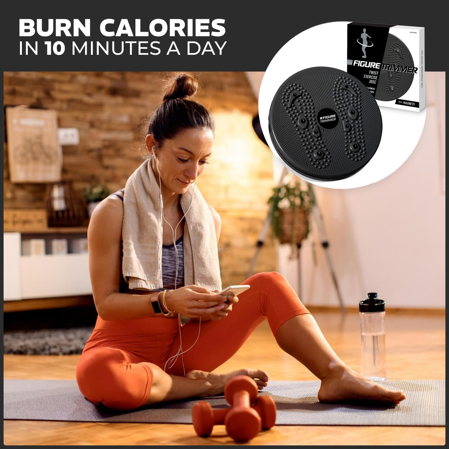 Daiwa Felicity Figure Trimmer Ab Twister Board for Exercise Waist Twisting Disc with 8 Magnets