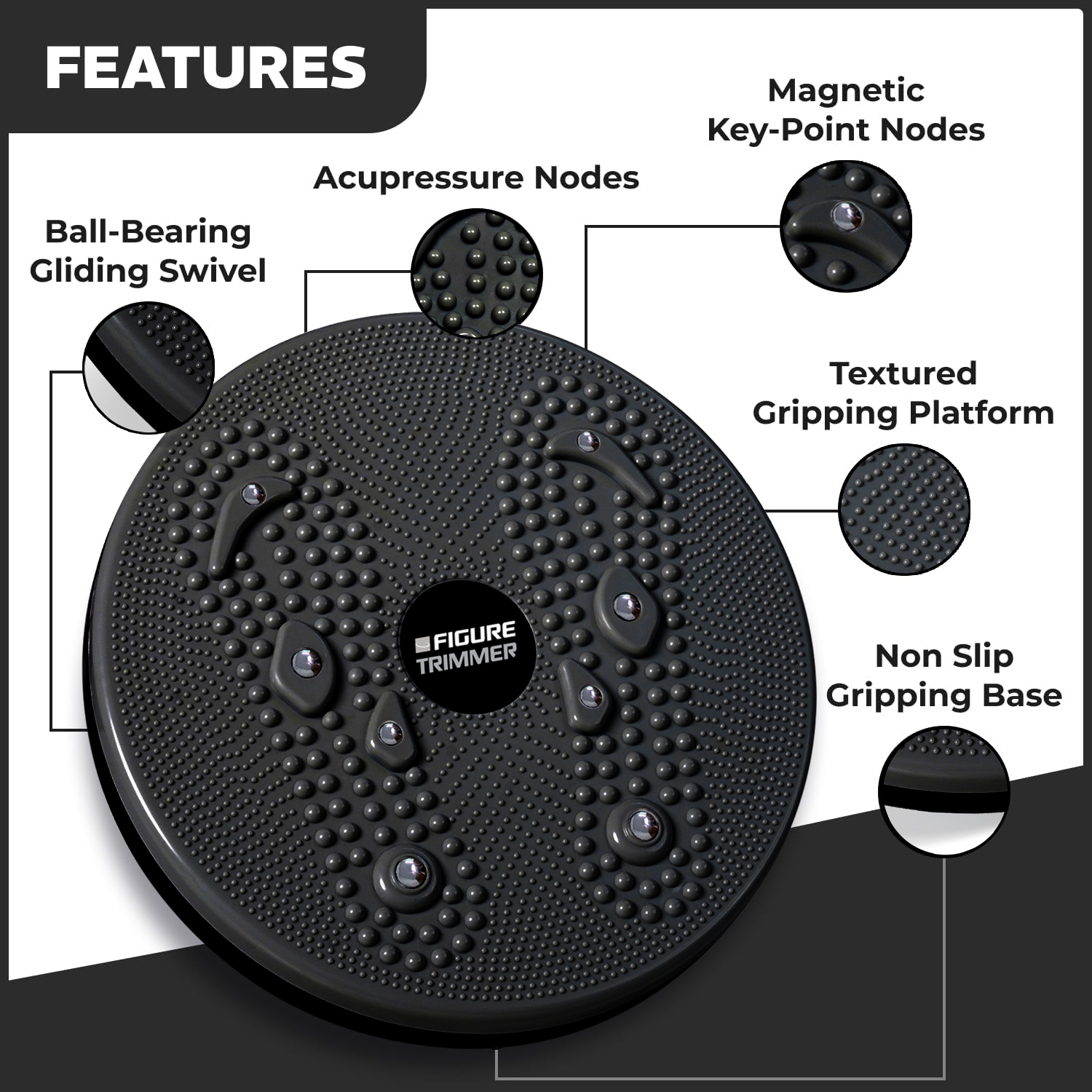 Daiwa Felicity Figure Trimmer Ab Twister Board for Exercise Waist Twisting Disc with 8 Magnets