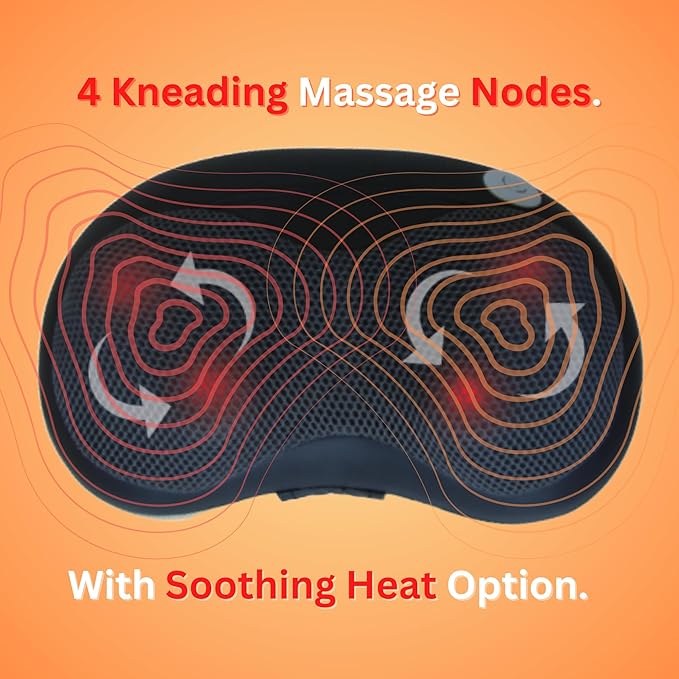 Daiwa Felicity Mini Back Massager with Heat – Deep Tissue Kneading Massage Pillow for Back, Neck, Shoulders & Legs | Portable, Lightweight & Cordless for Pain Relief at Home, Office & Ca