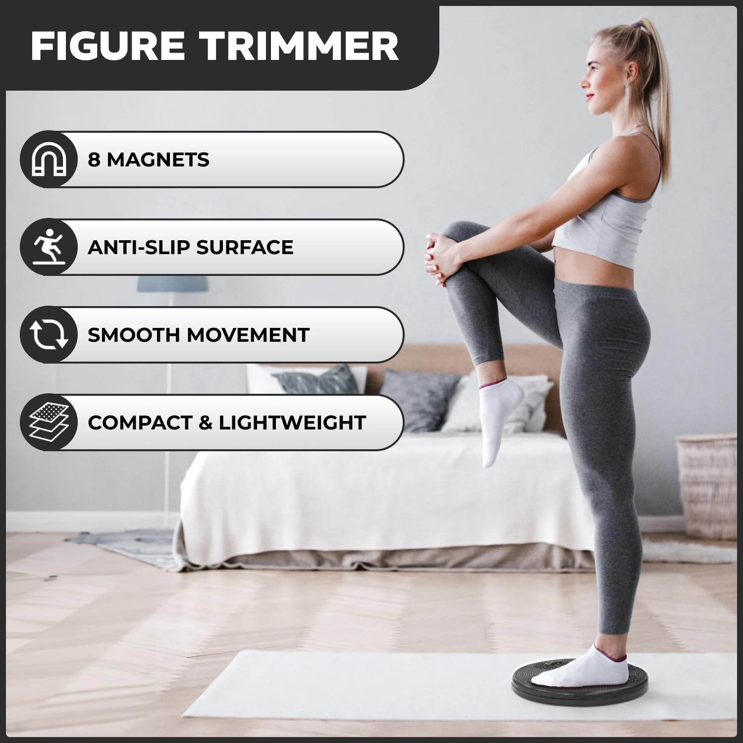 Daiwa Felicity Figure Trimmer Ab Twister Board for Exercise Waist Twisting Disc with 8 Magnets