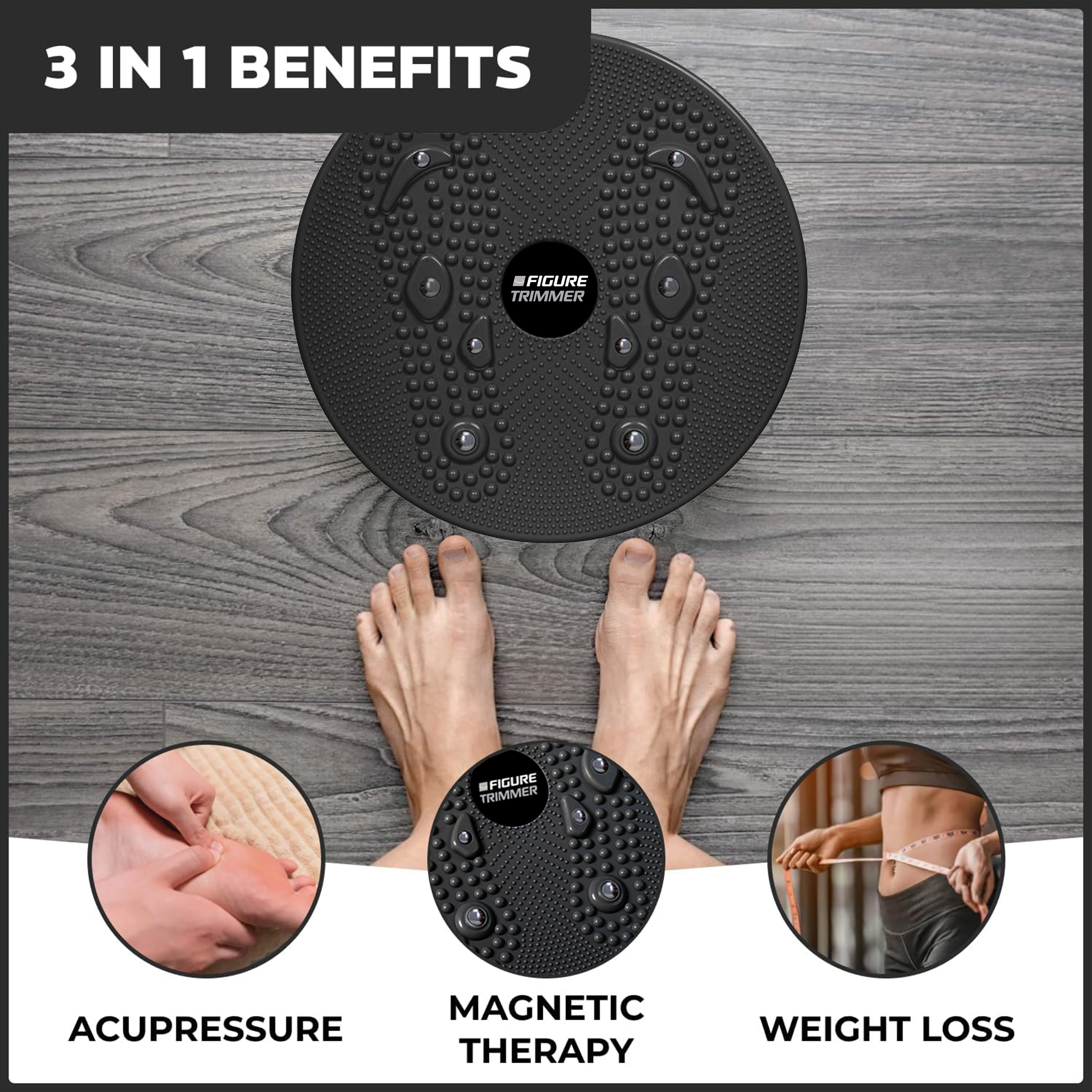 Daiwa Felicity Figure Trimmer Ab Twister Board for Exercise Waist Twisting Disc with 8 Magnets