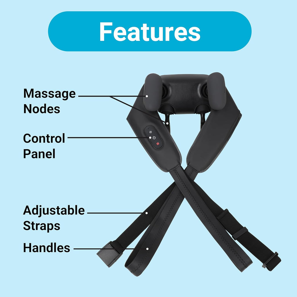 Daiwa Felicity Momizo Neck and Shoulder Massager – 4 Deep Kneading Nodes, Heat Therapy, Rechargeable, Hands-Free, One-Touch Control
