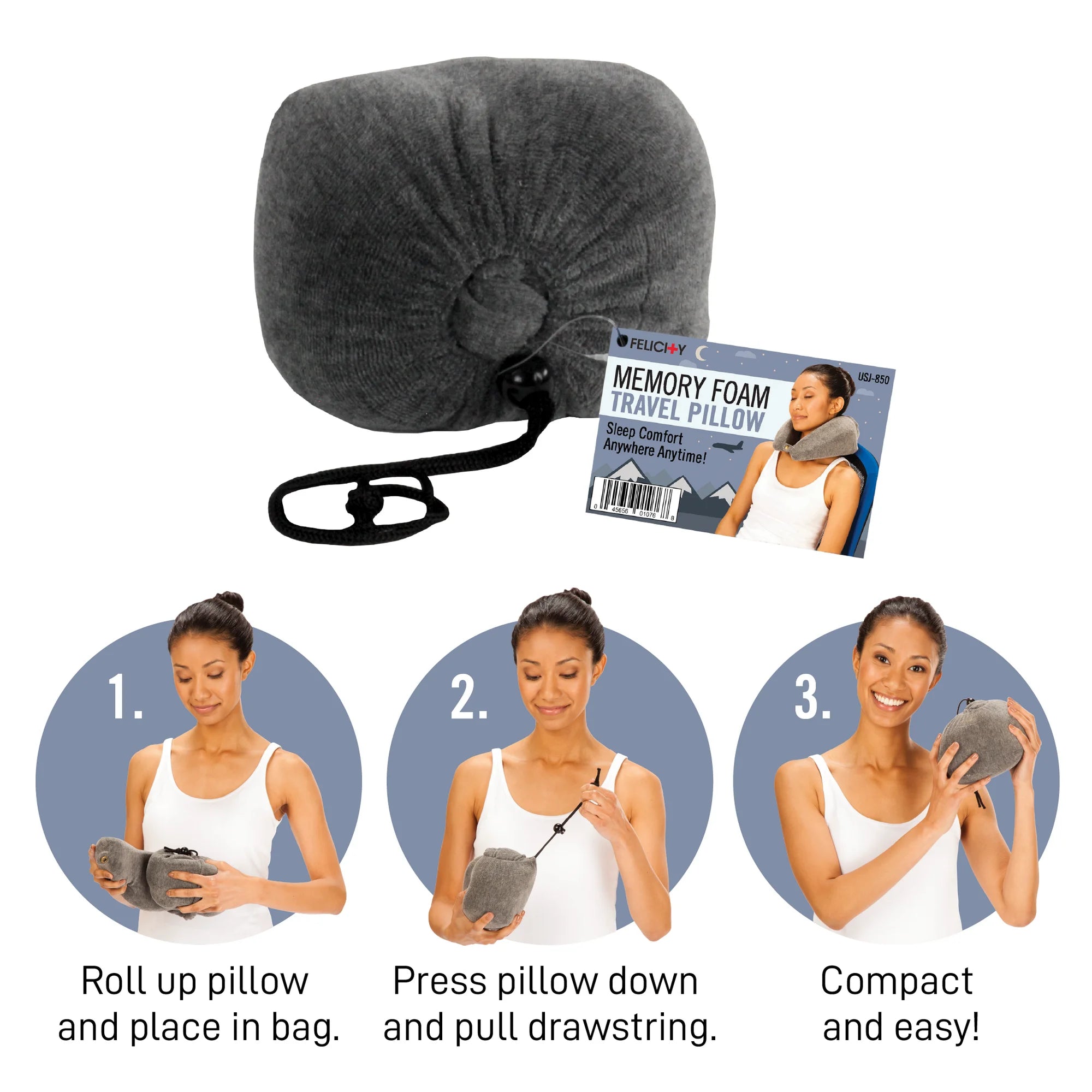 Daiwa Felicity Memory Foam Travel Pillow – Compact, Lightweight, and Contoured Comfort