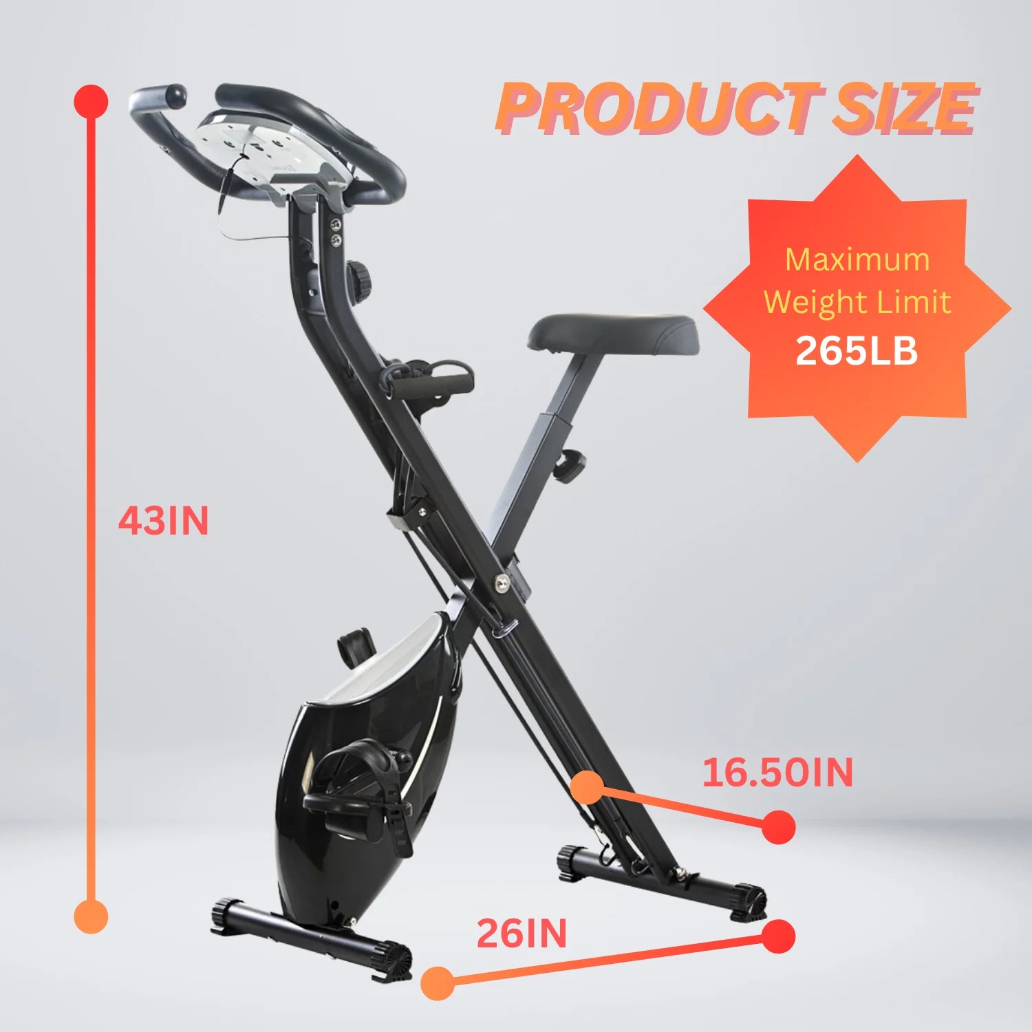Daiwa Felicity Ez Bike Pro Folding Exercise Bike with Resistance Bands, Compact Design, Adjustable Seat Height