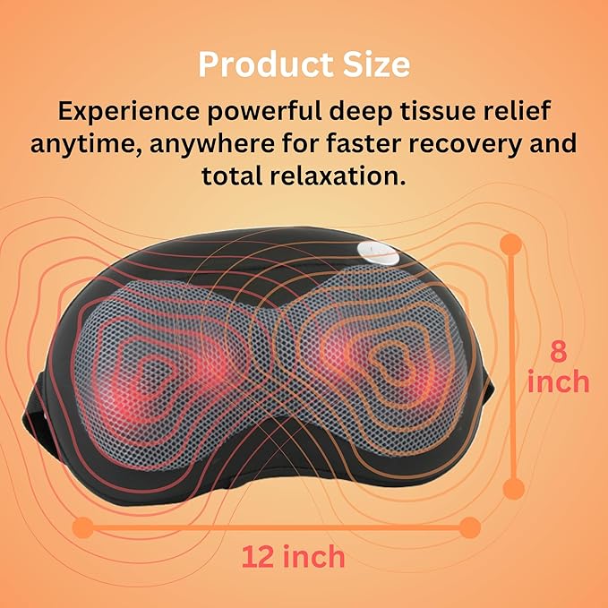 Daiwa Felicity Mini Back Massager with Heat – Deep Tissue Kneading Massage Pillow for Back, Neck, Shoulders & Legs | Portable, Lightweight & Cordless for Pain Relief at Home, Office & Ca