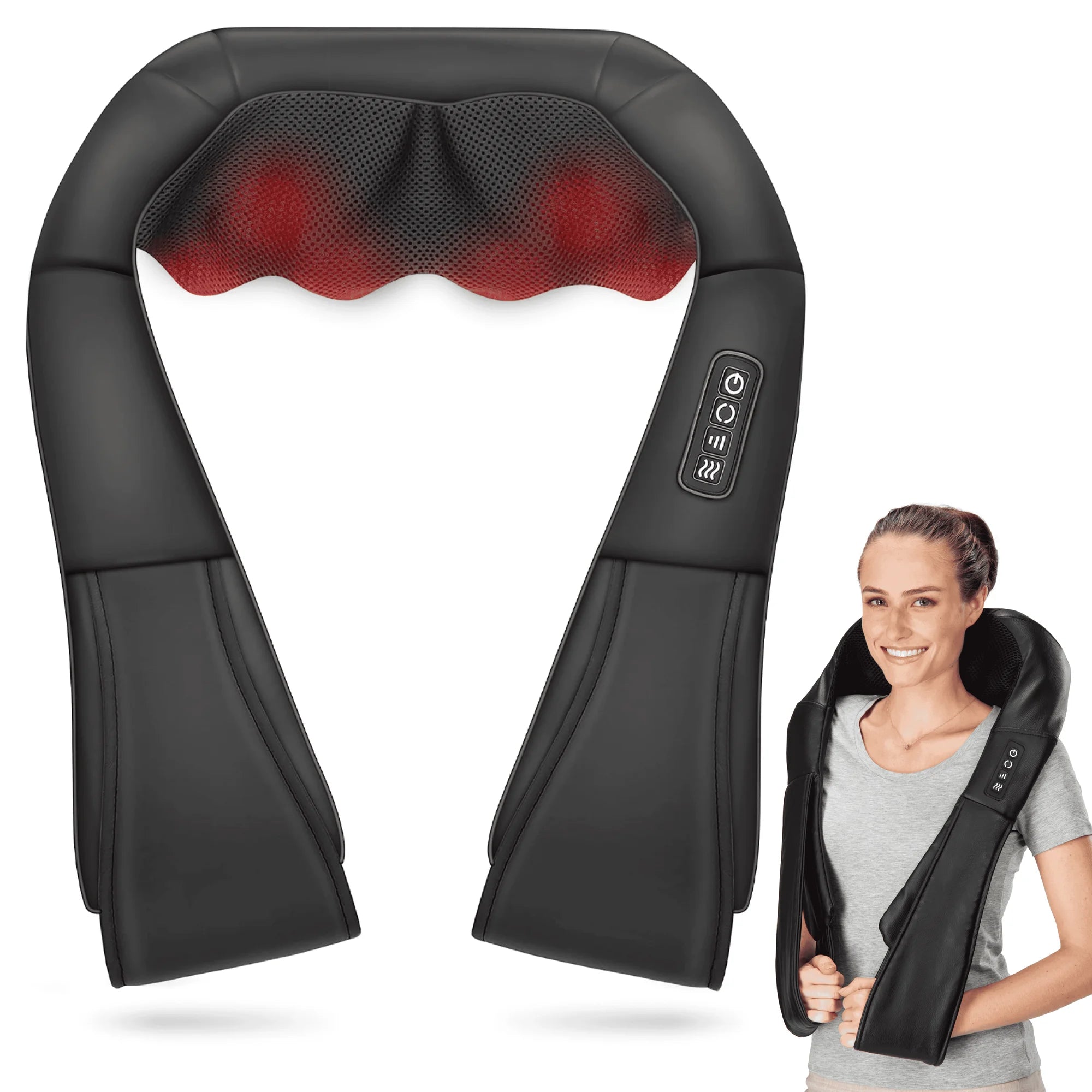 Daiwa Felicity Shiatsu Neck Massager with Heat, Deep Tissue Kneading Massage Pillow for Neck, Shoulder, and Back Pain Relief