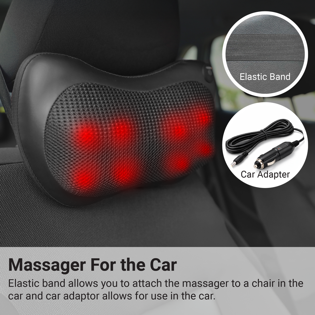 Daiwa Felicity Happy Back Day Shiatsu Neck & Back Massager with Heat – 8 Kneading Nodes, 15-Min Auto-Off, Ergonomic Hands-Free Design, Lightweight Portable Massage Pillow