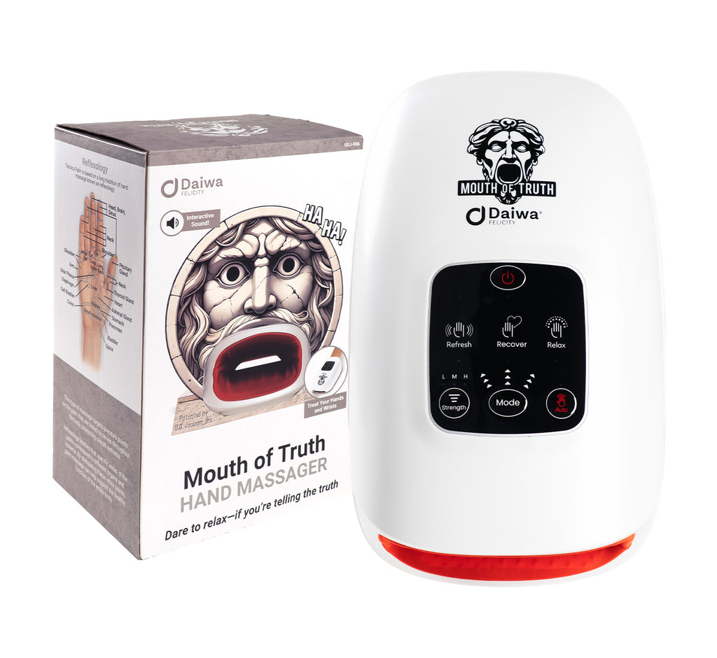 Daiwa Felicity Mouth of Truth Hand Massager – Laughing Air Compression, Reflexology, Cordless, 3 Modes for Hand Pain Relief