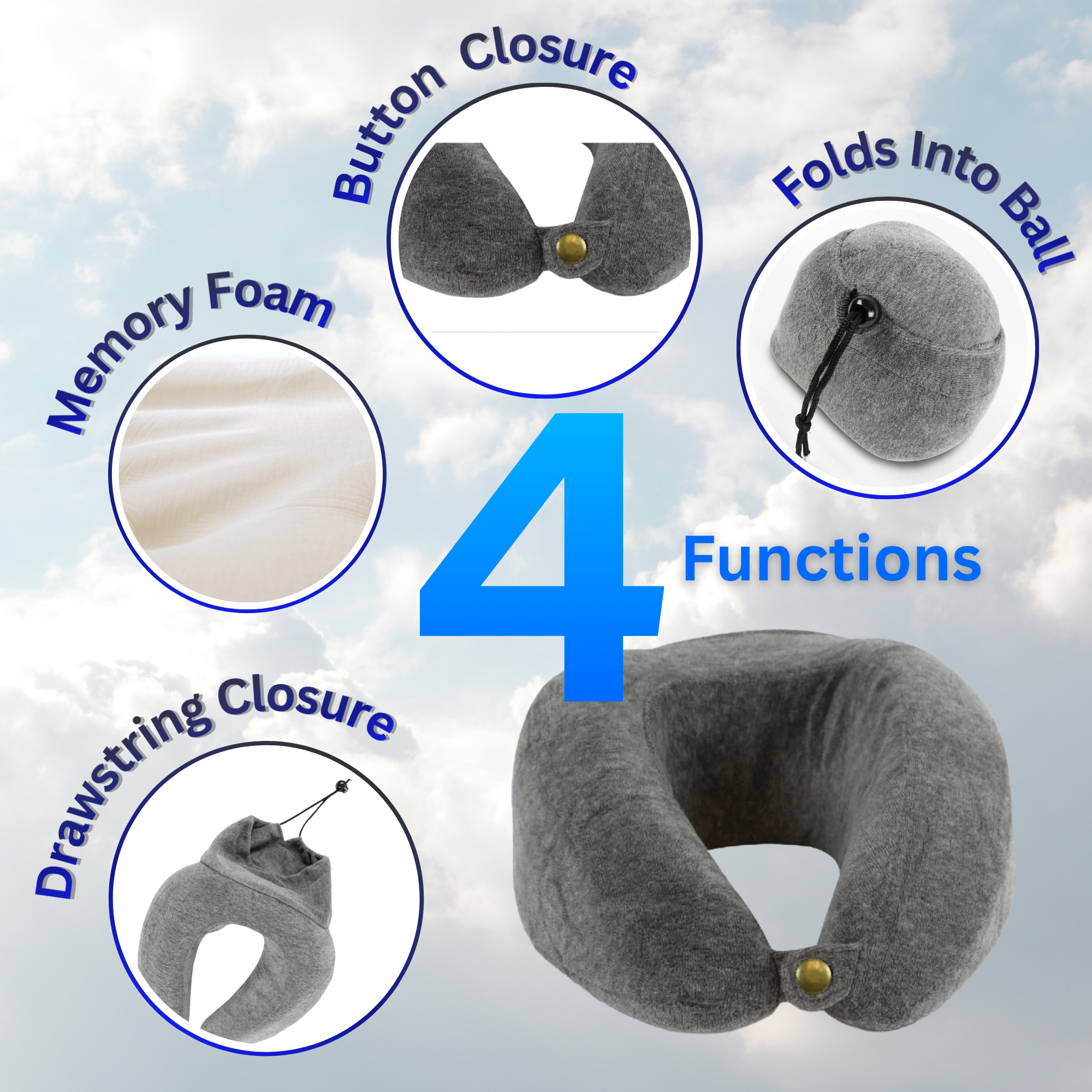 Daiwa Felicity Memory Foam Travel Pillow – Compact, Lightweight, and Contoured Comfort
