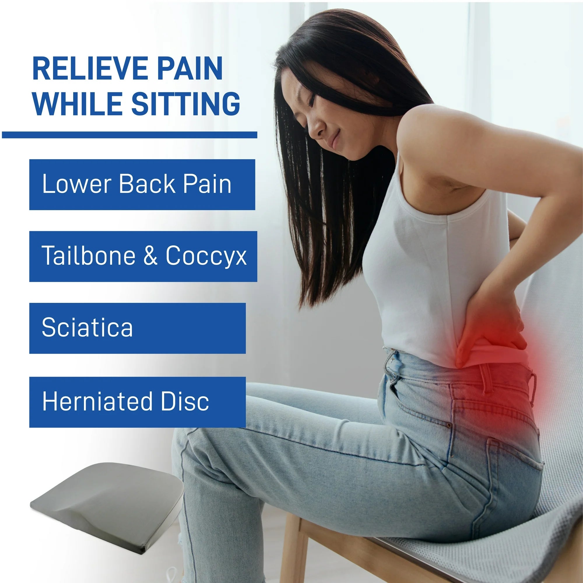 Daiwa Felicity Eze Back Memory Foam Lumbar Support Seat Cushion - Home, Office & Car