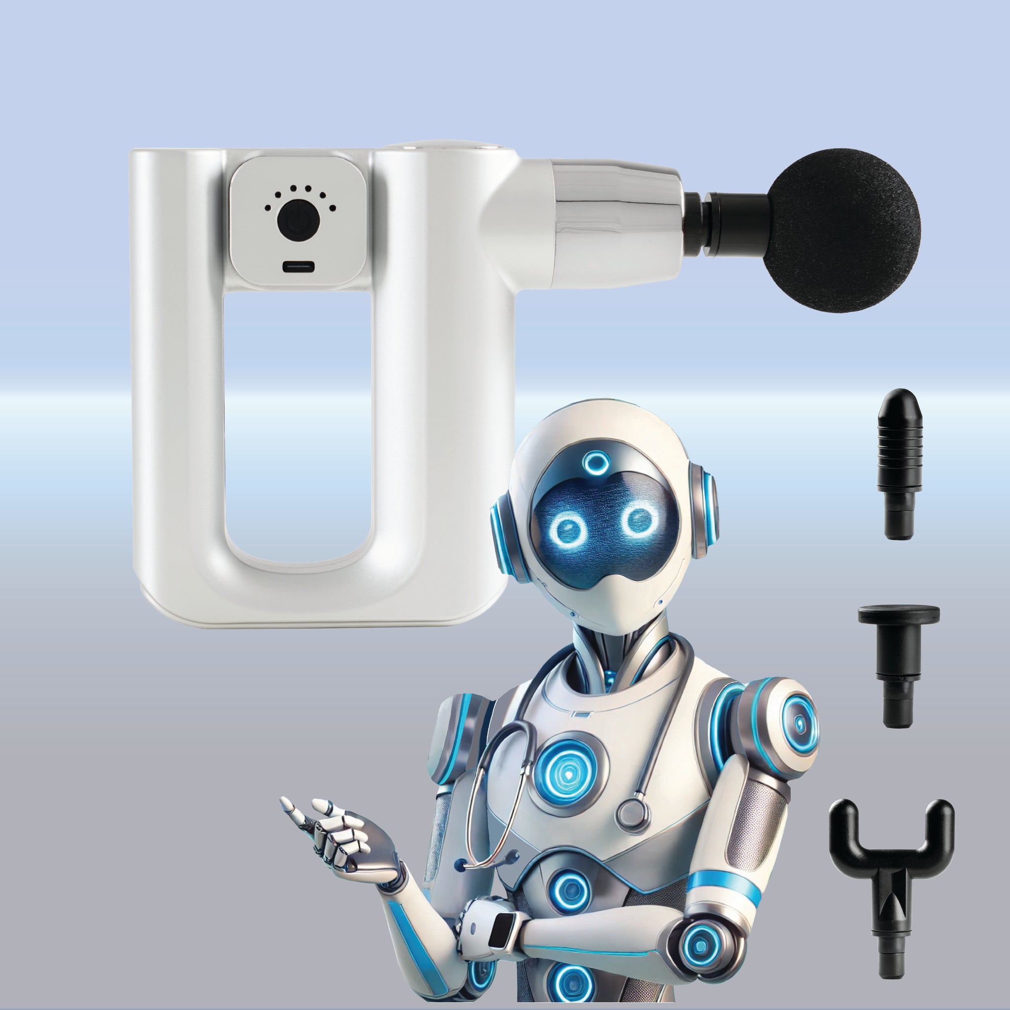 Daiwa Felicity Robo Touch Deep Tissue Massage Gun – Portable Percussion Therapy for Back, Shoulders, Legs – Powerful Brushless Motor, Multi‑Head Attachments, Quiet Operation, Long‑Lasting Battery