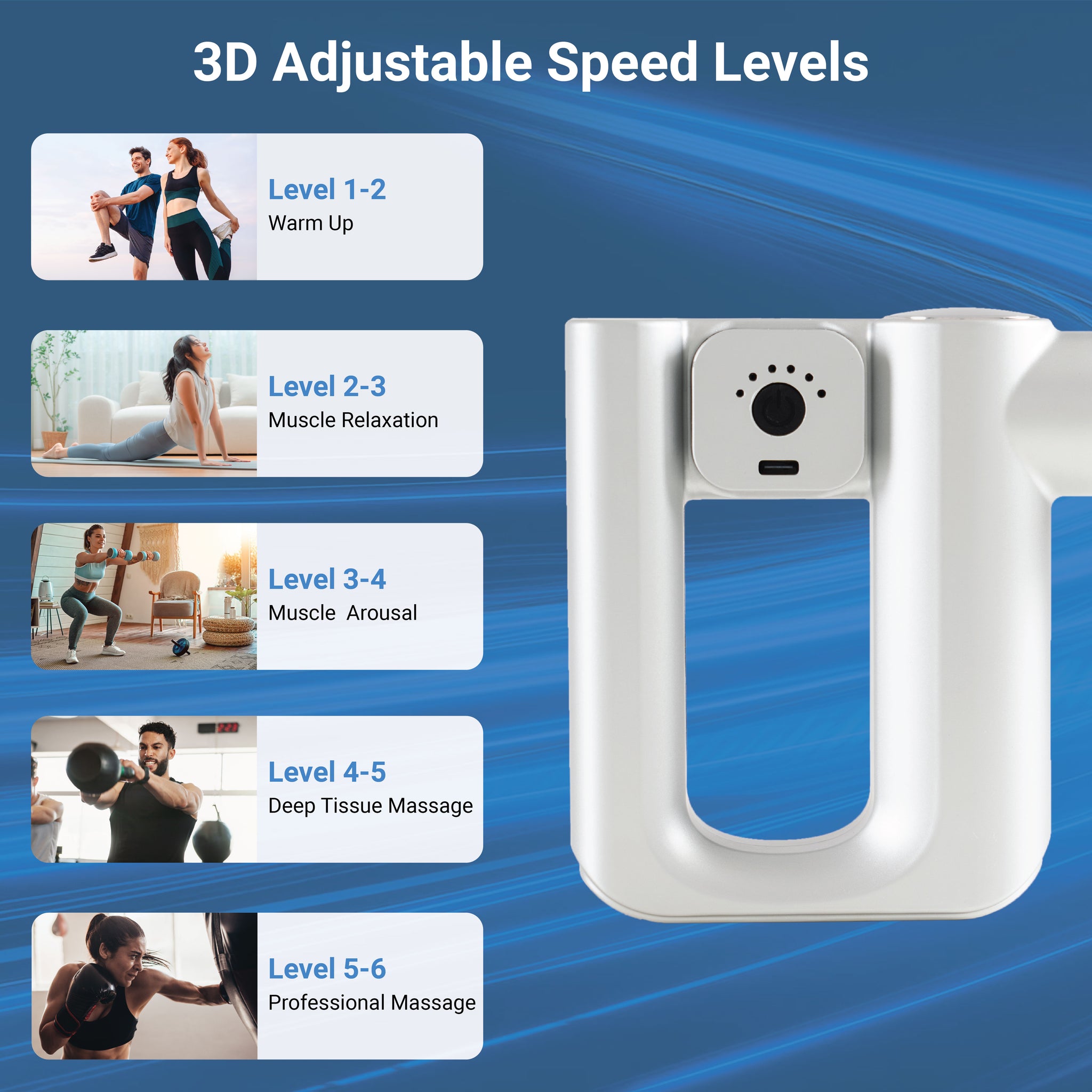 Daiwa Felicity Robo Touch Deep Tissue Massage Gun – Portable Percussion Therapy for Back, Shoulders, Legs – Powerful Brushless Motor, Multi‑Head Attachments, Quiet Operation, Long‑Lasting Battery