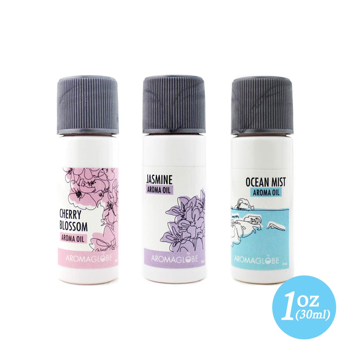 Aroma Globe Refill Oils Set(Ocean Mist 30ml,Cherry Blossom 30ml,Jasmine 30ml)