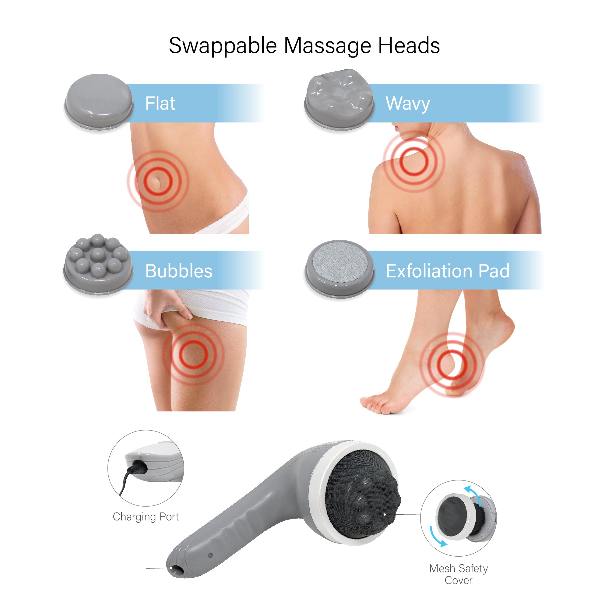 Multipurpose Body Massager with 4 attachments USJ-883