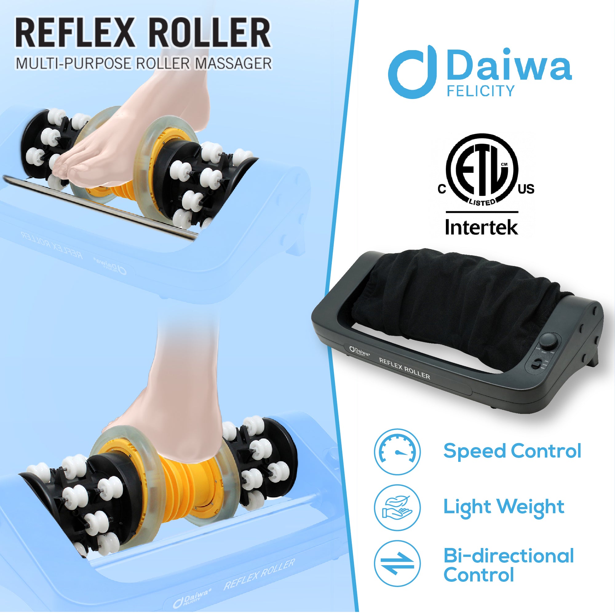 Daiwa Felicity Foldable Shiatsu Foot Massage Roller with Heat Therapy Ninja Leg Massager 2