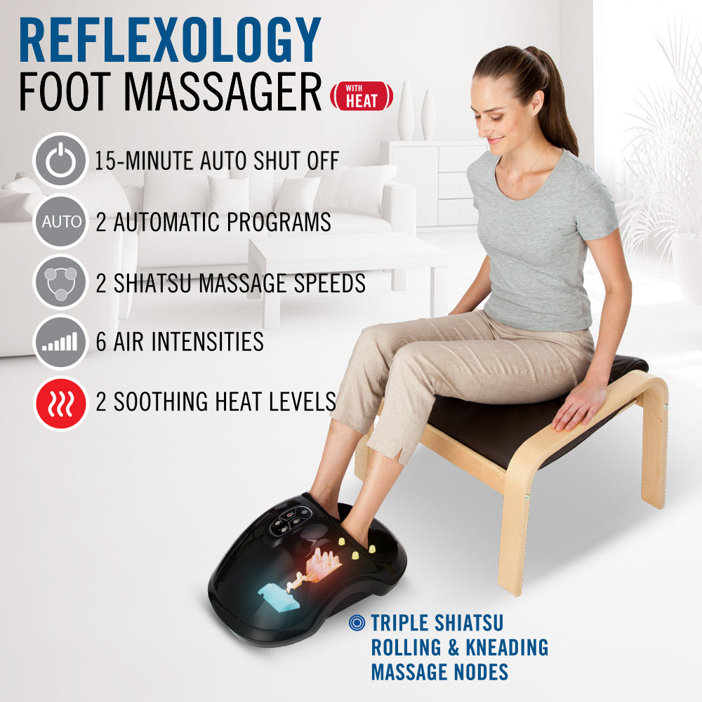 Reflexology Foot Massager - Shiatsu Foot Massager with Heat and Kneading