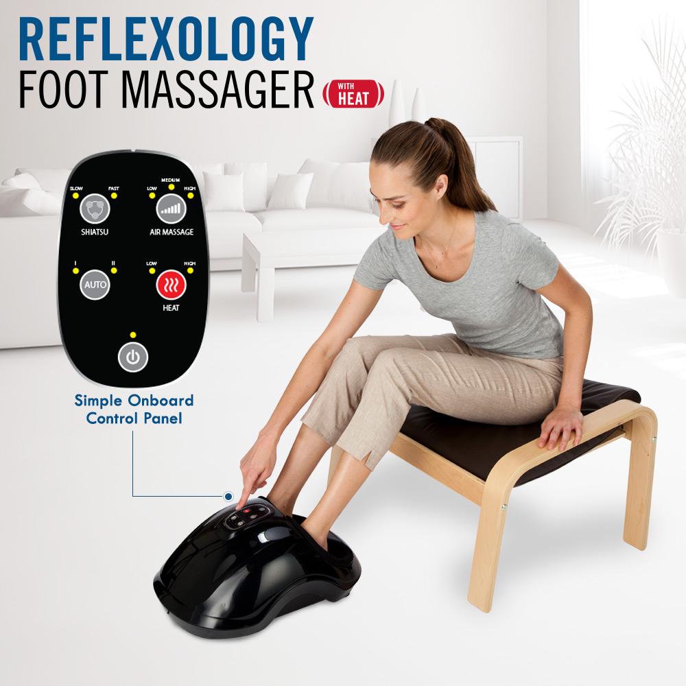 [Refurbished]  Reflexology Foot Massager - Shiatsu Foot Massager with Heat and Kneading