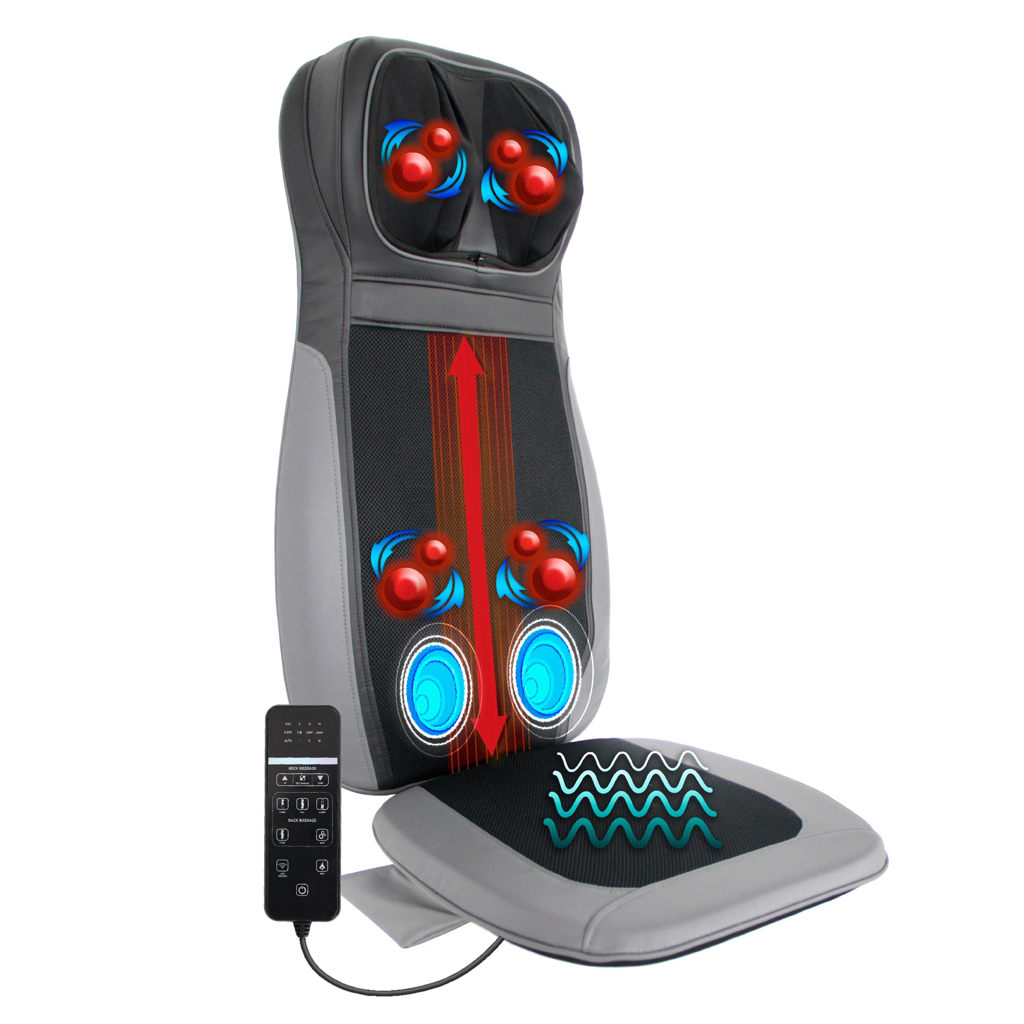 [Refurbished] Daiwa Felicity Shogun Heated 3D Shiatsu Kneading & Tapping Back Neck Massage Seat Cushion