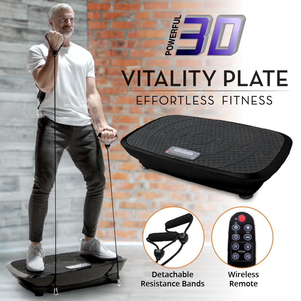Vitality Plate 3D Vibration Fitness Platform w/Resistance Bands